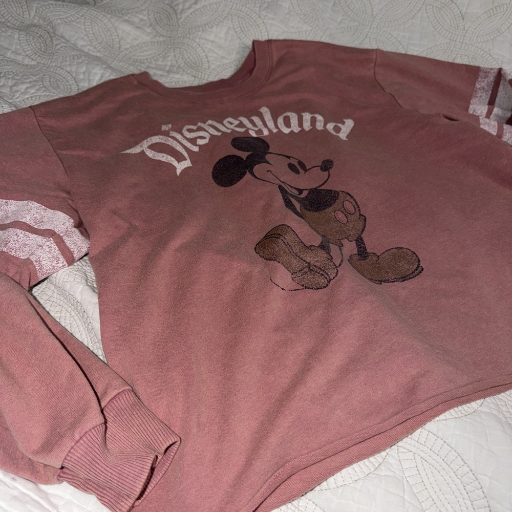 Disney Parks Women's Size Large Disneyland Crop Long Sleeve French Terry Top
